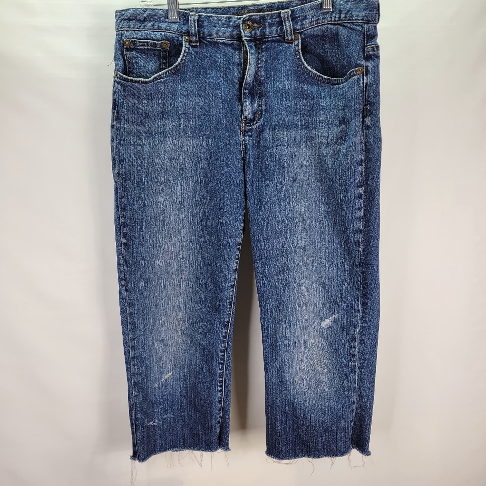 LRL Lauren Jeans Co Classic Straight Jeans Paint Splatter Shortened Size 12